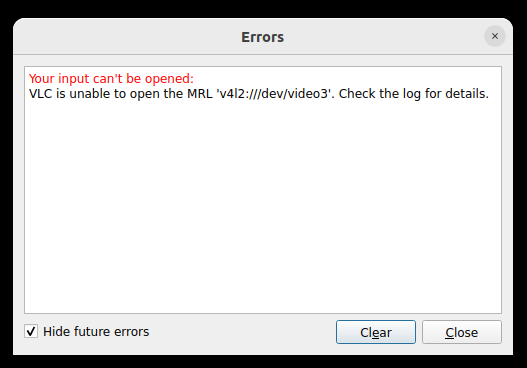 VLC error opening camera on Ubuntu 22.04 with VLC installed as a SNAP package